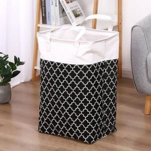 Midi Patterned Laundry Hamper (Grey & White Design)
