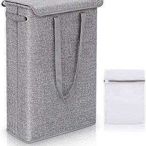 Mini Foldable Laundry Hamper (Grey Fabric)