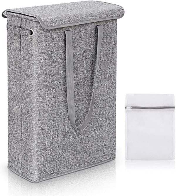 Mini Foldable Laundry Hamper (Grey Fabric)