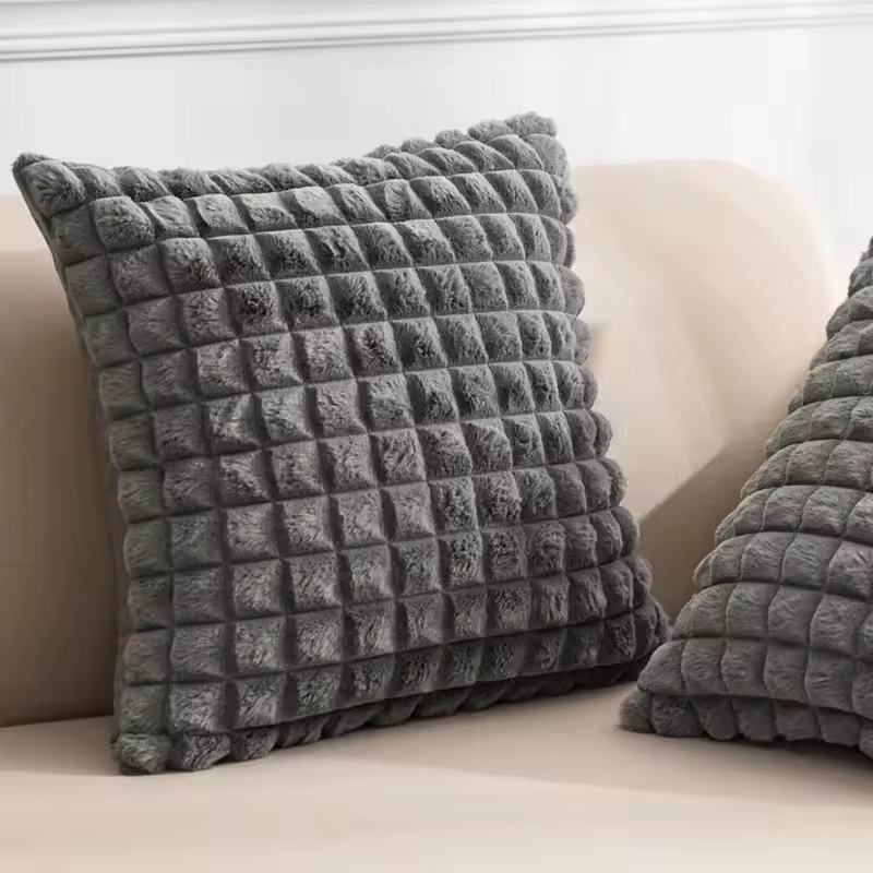Plain Fur Throw Pillows